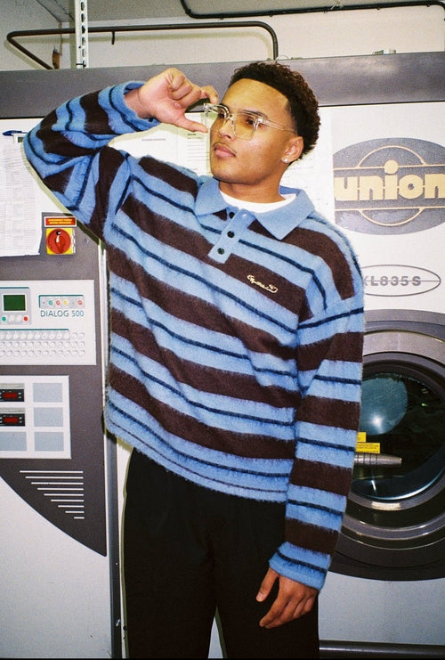 LIGNÉ MOHAIR POLO - BLUE