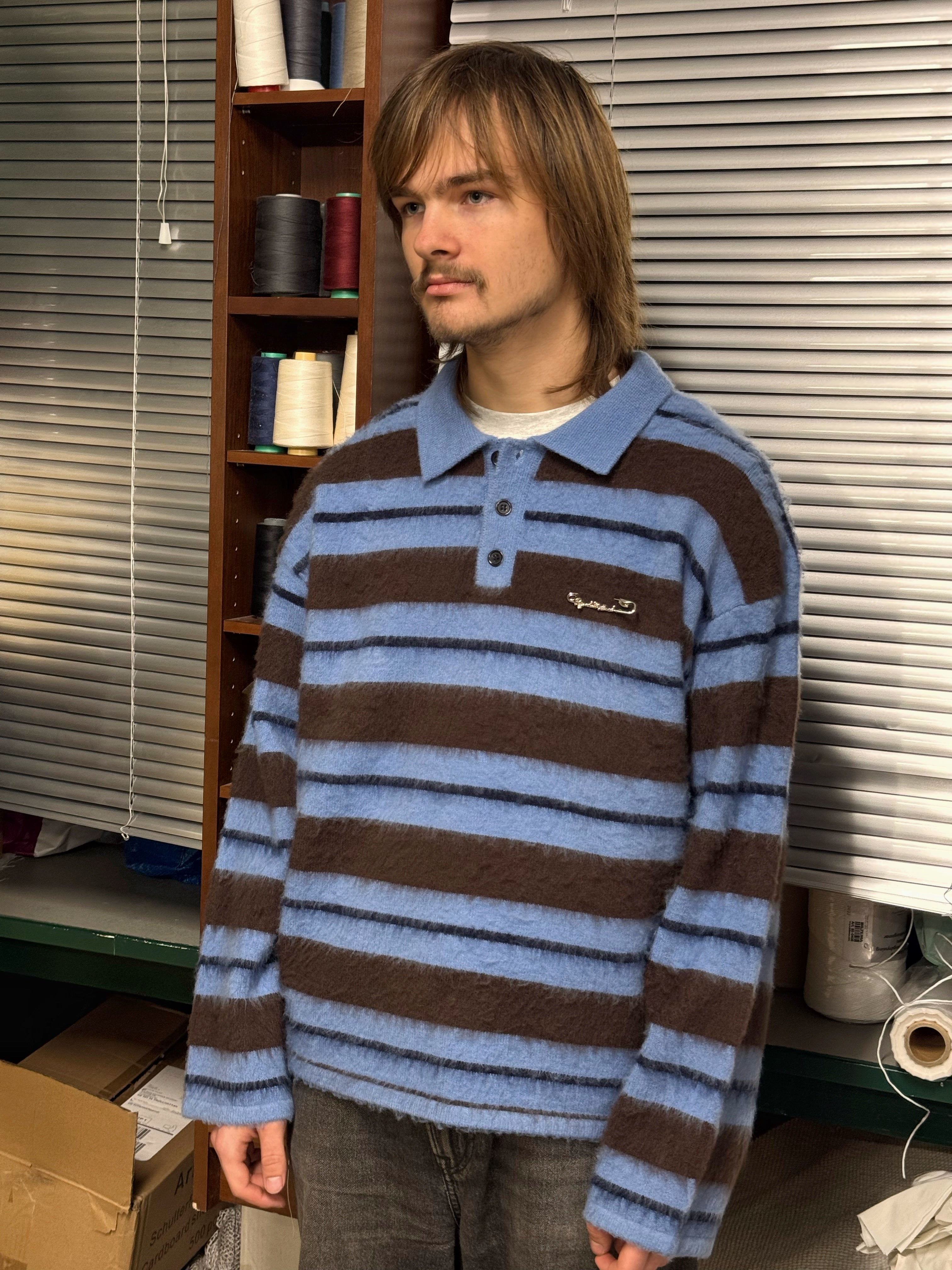 LIGNÉ MOHAIR POLO - BLUE